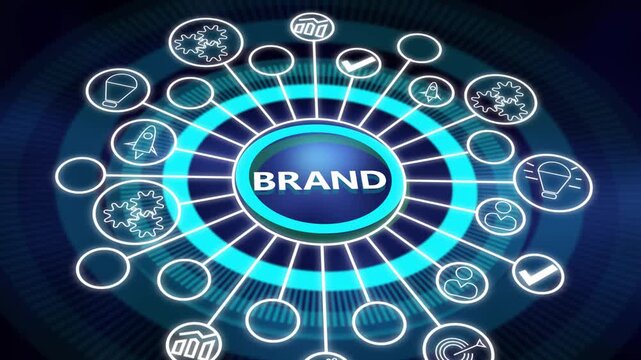 Brand development marketing strategy concept. Business finance, concept on screen.