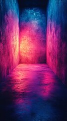 Abstract Space with Blue and Magenta Neon Lights