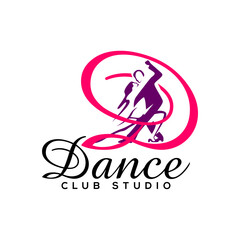 Professional Dance Ribbon Dancer School Club Sports Academy Logo Template 