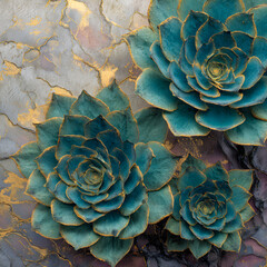 Symphony of Succulent Survival in Abstract Xerophyte Landscape