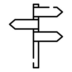 Wooden road signs black line icon