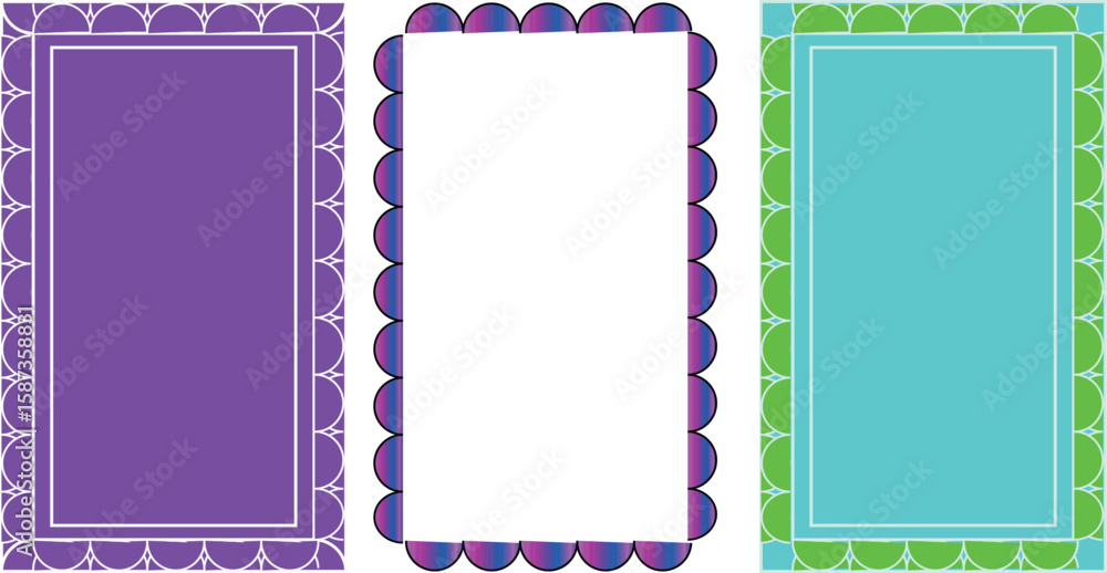 Poster three decorative frames in different colors create a vibrant artistic collection for your creative d