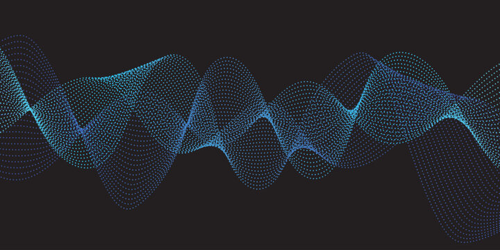 Abstract digital waveform with blue gradients on a dark background illustrating sound and frequency visualization