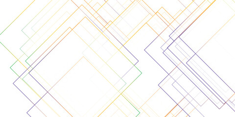 Abstract geometric background of overlapping colorful lines and squares on a white backdrop suitable for modern designs
