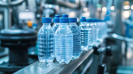 A machine with a blue and white label on it. The machine is in a factory