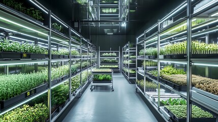 Vertical farm interior hydroponics