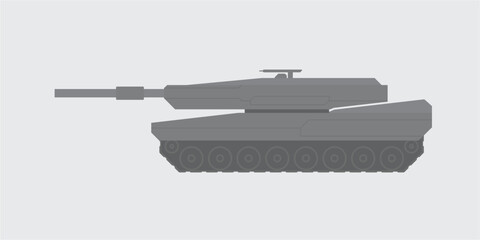 Modern Battle Tank Silhouette Side View – Military Vector Illustration