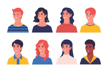 Fototapeta premium Diverse Faces: A vibrant assortment of hand-drawn headshots featuring individuals from various backgrounds, each radiating unique personalities and expressions.