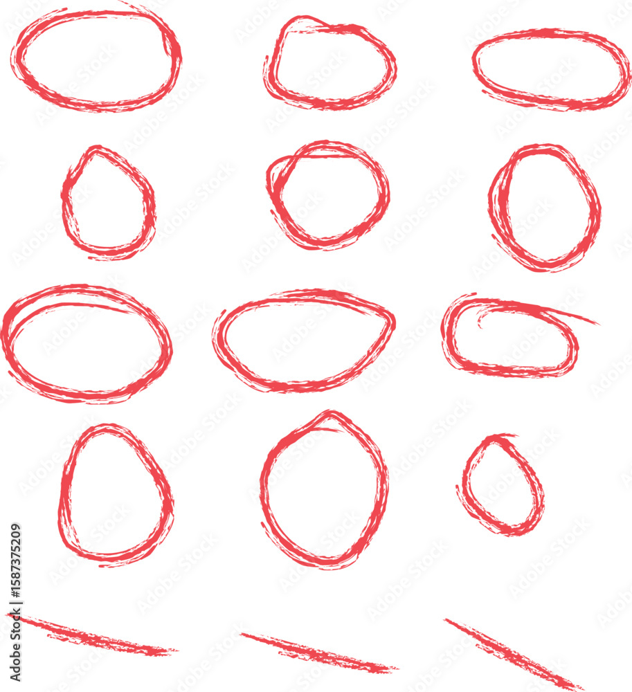 Poster Vivid red circle highlights underscore the importance of the elements, drawn with a marker for emphasis and focus in design, transparent background