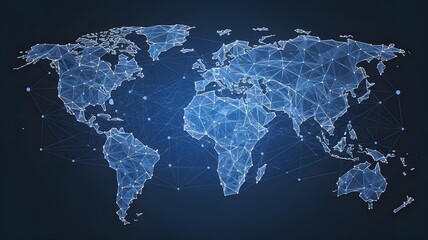 world map on blue background