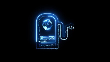 Glowing neon Battery charging digital concept. Electric vehicle car charging battery indicating progress. - Powered by Adobe