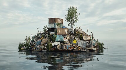 Waste island environmental concept
