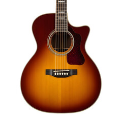 Obraz premium Acoustic guitar with sunburst finish displayed