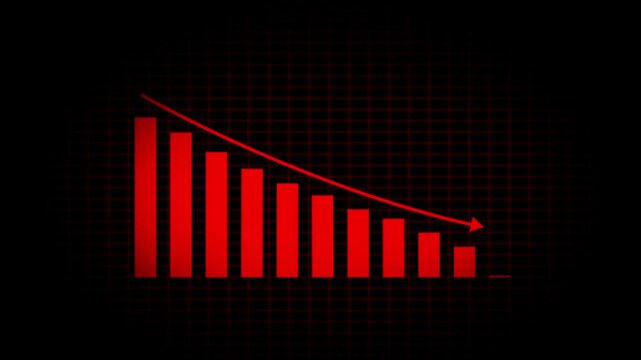 Animated down graph icon designed business or finance concept icon. Finance, Business Info graphic animation, Bar graph. business loss graph show chart.