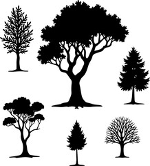 Obraz premium Tree Silhouette Collection Bundle – Nature, Seasons & Palm Trees