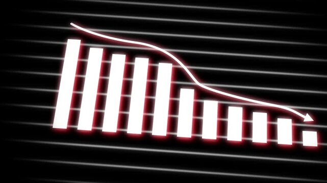 Animated down graph icon designed business or finance concept icon. Finance, Business Info graphic animation, Bar graph. business loss graph show chart.