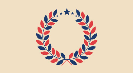 Obraz premium Patriotic Laurel Wreath with Stars