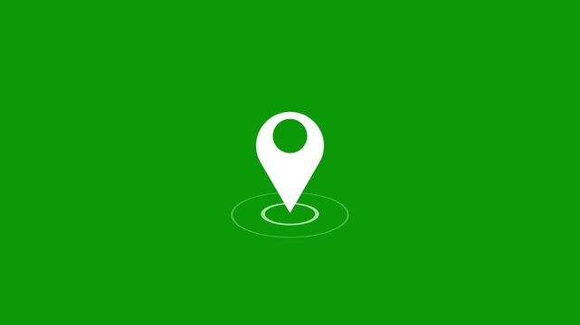 white color location symbol. Pin symbol Indicates the location of the GPS map. Location icon or map pin simple location icon animation on green background