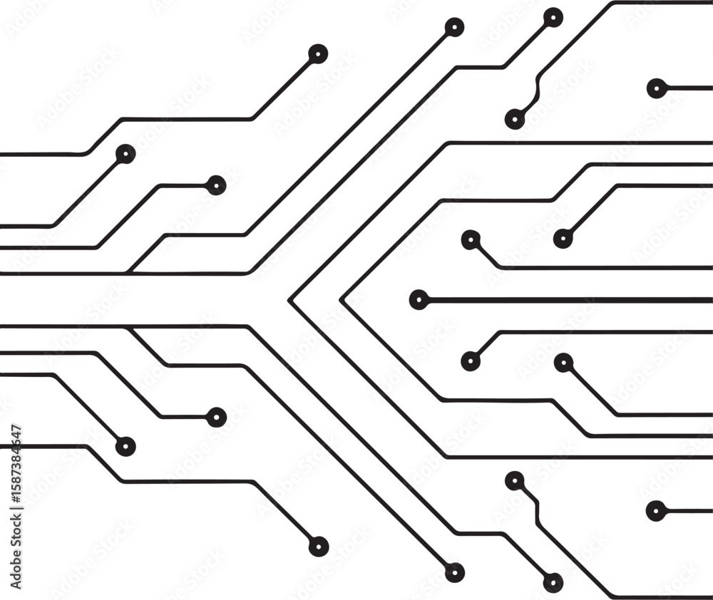 Aufkleber the image depicts a stylized circuit board design with black lines and circular nodes against a ligh