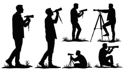 Silhouetted photographer taking pictures with camera outdoors  