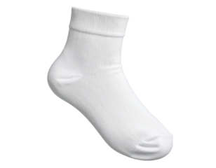 Blank White Short Ankle Sock Template Front View for Branding Mockup, Isolated PNG
