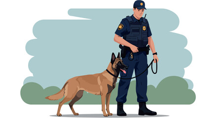 Police Officer with Belgian Malinois K9 Unit