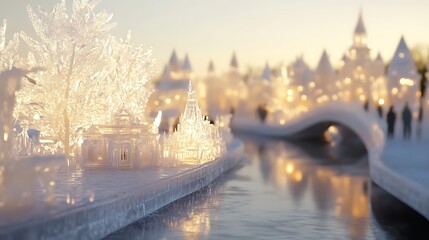 Winter village miniature scene