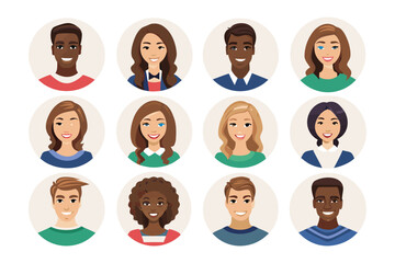 Diverse Portraits: A collection of diverse portraits, each capturing unique expressions and identities, representing a spectrum of individuals with various skin tones and hair styles.