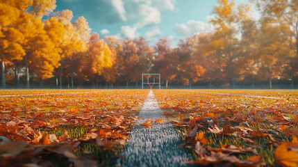 Autumn foliage park soccer field