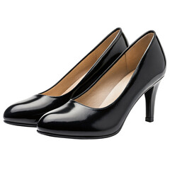 Black court shoes on transparent background