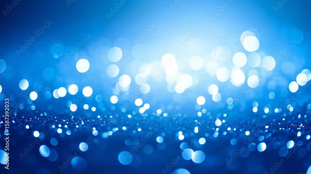Poster elegant blue bokeh background loop video with sparkling glitter and soft lighting effects