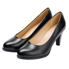 Black court shoes on transparent background