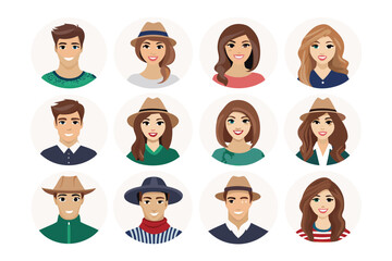 Diverse Portrait Collection: A vibrant collection of diverse portraits, each depicting a unique individual with distinct hairstyles and expressions, symbolizing the rich tapestry of humanity.