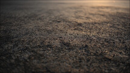 Close-up of grainy, textured ground with a golden light catching the surface