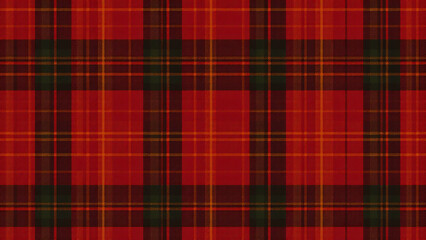 MacDonald Clan Tartan with a rich red base, dark green, black lines, and yellow accents, slightly faded vintage fabric texture, classic, warm, 4K resolution, timeless, heritage, rustic, elegant, detai