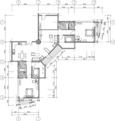 Vector sketch illustration silhouette design section view interior plan site plan layout hotel and apartment 