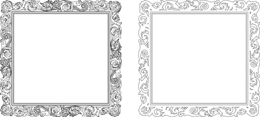 Vector sketch illustration silhouette design detail of classic vintage ethnic mirror glass frame