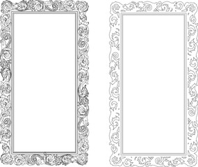Vector sketch illustration silhouette design detail of classic vintage ethnic mirror glass frame