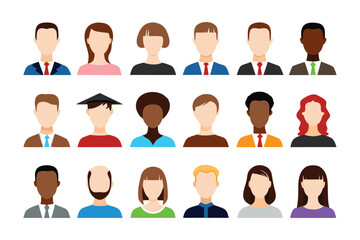 Diverse Avatar Collection: A vibrant collection of diverse avatars, each representing a unique individual with a variety of hairstyles, skin tones, and clothing styles.