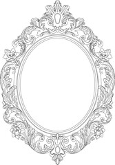 Vector sketch illustration silhouette design detail glass mirror frame classic gothic vintage ethnic floral traditional modern