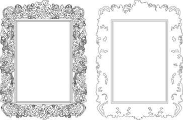 Vector sketch illustration silhouette design detail glass mirror frame classic gothic vintage ethnic floral traditional 