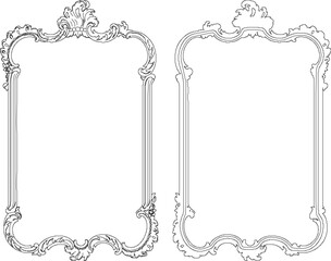 Vector sketch illustration silhouette design detail glass mirror frame classic gothic vintage ethnic floral traditional
