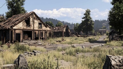 Abandoned village ruins