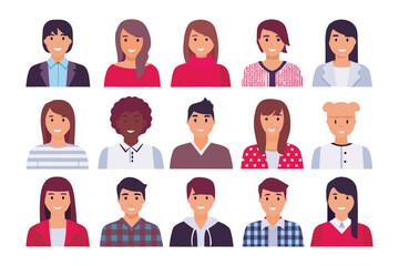 Diverse Portraits: An illustrative array of diverse faces, each representing a unique individual, set against a clean background. This collection highlights the beauty of variety.