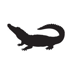 Fototapeta premium Alligator Silhouette Illustration Reptile Graphic for Wildlife Projects and Conservation Awareness campaigns – Depicting Wild Nature and Animal Kingdom.