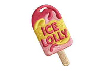 Embroidered ice lolly with text popsicle pink