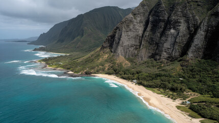 Obraz premium capture vibrant essence of hawaii with stunning landscapes that illustrate natural beauty of islands