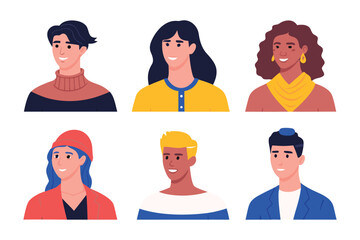 Fototapeta premium Diversity Portrait Collection: A diverse collection of stylized portraits showcasing the beauty and uniqueness of various ethnicities and cultural backgrounds.