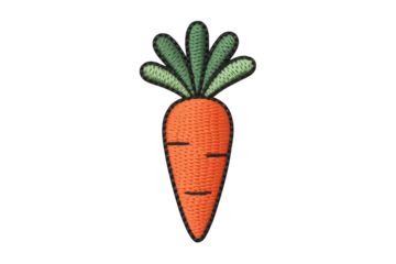 Embroidered orange carrot with green leaves embroidery