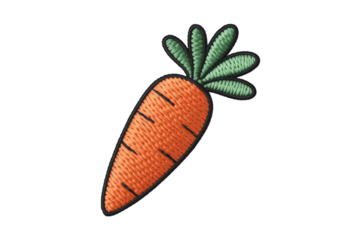 Embroidered orange carrot with green leaves embroidery